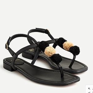 J. CREW Black Pom Pom Sandals - NWOT